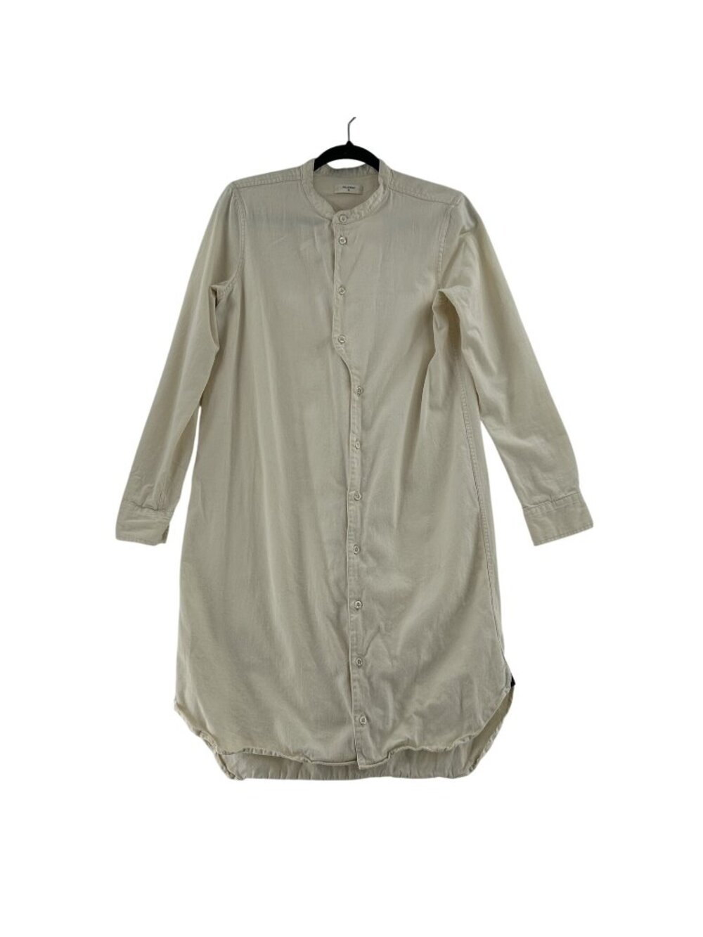 Billy Reid Beige Asymmetrical Long Sleeve Placket Dress|Organic Cotton| S| Beige